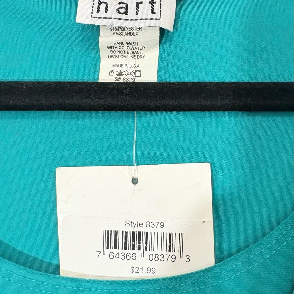 Blue Draped Blouse with 3/4 Sleeves - Picture 3 of 6